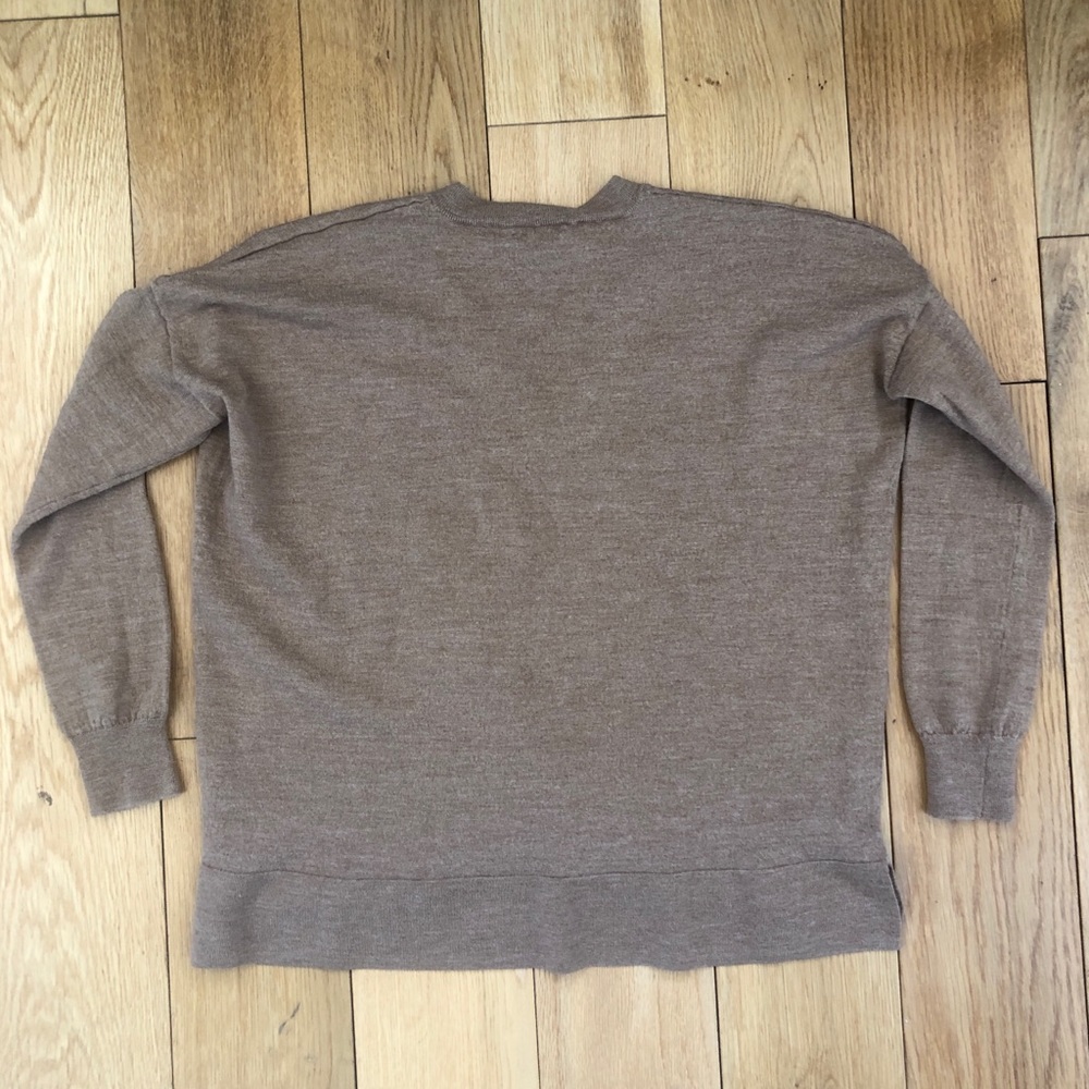 J. Crew V-Neck Wool Cropped Sweater Taupe Size XS - Picture 3 of 8